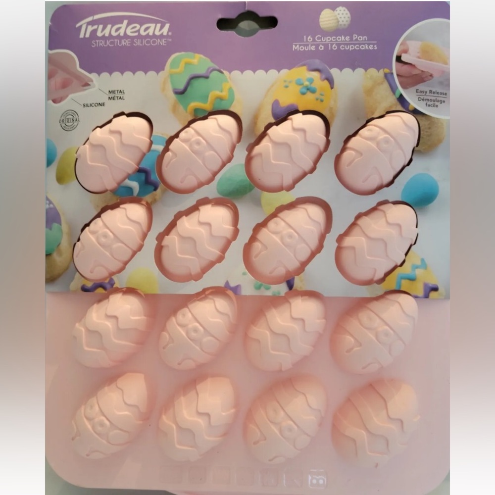 Trudeau Silicone Cupcake Pan Mold - Pink Easter Egg - 16ct Candy Chocolate DIY